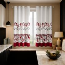 Cortina de Cozinha Tecido Estampado com Ilhós 2,70x1,45 Mimo