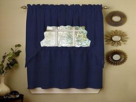 Cortina de Cozinha Valance Sweet Home Collection - Ribcord Navy