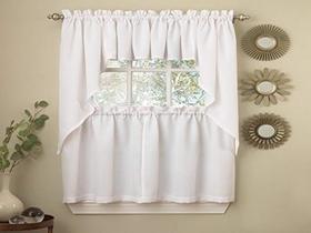 Cortina de Cozinha Valance Sweet Home - Tecido Ribcord Branco