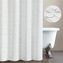 Cortina de Ducha Jinchan 178x183 cm Tela Impermeable con Diseño Chevron