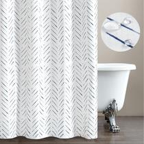 Cortina de Ducha Jinchan Extra Larga Azul/Blanca 178x213 cm de Tela