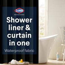 Cortina de Ducha y Forro Clorox 2 en 1 Tela Duradera 183x183 cm Negra Cortina de Ducha y Forro Clorox 2 en 1 Tela Duradera 183x183 cm Negra