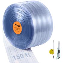 Cortina de faixa VEVOR 150 pés x 2,4 m x 0,2 cm PVC com nervuras transparente