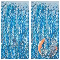 Cortina de franja ADLKGG Blue Wavy Foil, pacote com 6 unidades, 1 x 2 m debaixo d'água