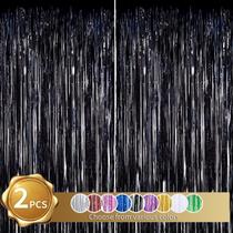 Cortina de franja BEISHIDA Black Tinsel Metallic 1,0 m x 2,0 m 2 unidades