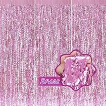 Cortina de franja CYLMFC Wavy Pink Foil 1 x 2 m, pacote com 3