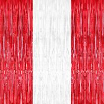 Cortina de franja KatChon vermelha e branca, 1x2,4 m, pacote com 3 Cortina de franja KatChon vermelha e branca, 1x2,4 m, pacote com 3