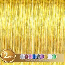 Cortina de franjas BEISHIDA Gold Tinsel para festa, 1 m x 2 m, 2 unidades