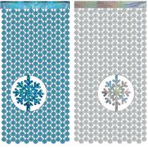 Cortina de franjas GREATRIL Silver Blue Snowflake de 1 m x 2 m - pacote com 2 Cortina de franjas GREATRIL Silver Blue Snowflake de 1 m x 2 m - pacote com 2