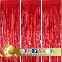 Cortina de franjas Party Streamers TONIFUL Red Foil, 3 unidades
