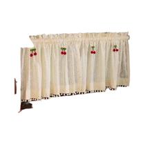 Cortina De Franjas Vermelha Em Forma De Margarida, Valance Curto Para Cozinha, Meia Cortina Para