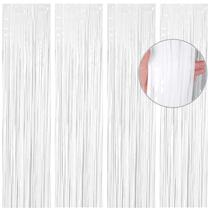 Cortina de fundo BTSD-Home White Foil Fringe, 3 x 8 pés, pacote com 4 Cortina de fundo BTSD-Home White Foil Fringe, 3 x 8 pés, pacote com 4