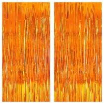 Cortina de fundo com franjas KatchOn Orange, 1 x 2,4 m, pacote com 2 Cortina de fundo com franjas KatchOn Orange, 1 x 2,4 m, pacote com 2