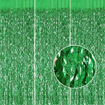 Cortina de fundo CYLMFC Green Foil de 1 x 2 m para decoração de festas, pacote com 3