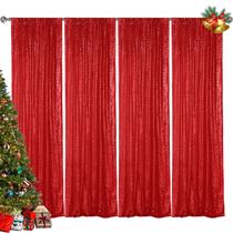 Cortina de fundo de lantejoulas Hahuho Red 60x240cm para festas x4