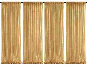Cortina de fundo de lantejoulas SoarDream, 4 peças de tecido dourado de 60 x 240 cm Cortina de fundo de lantejoulas SoarDream, 4 peças de tecido dourado de 60 x 240 cm