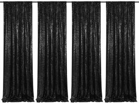 Cortina de fundo de lantejoulas SoarDream Black 4 unidades 60x240cm Cortina de fundo de lantejoulas SoarDream Black 4 unidades 60x240cm