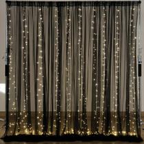 Cortina de fundo de tule Wish Care 3x3m com luzes para festas
