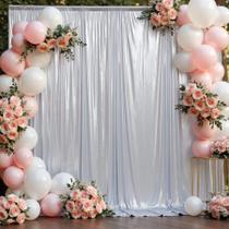 Cortina de fundo NSSONBEN Silver Sequin 3x3m para festas Cortina de fundo NSSONBEN Silver Sequin 3x3m para festas