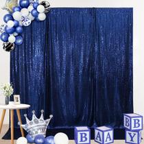 Cortina de fundo SquarePie Sequin 150 cm x 210 cm azul marinho