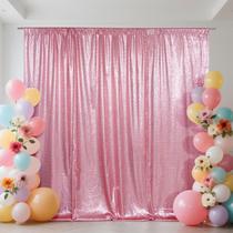 Cortina de fundo SquarePie Sequin 1,8 m x 1,8 m rosa fúcsia
