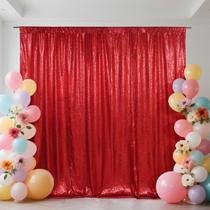Cortina de fundo SquarePie Sequin 1,8 m x 1,8 m vermelha