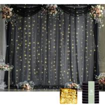 Cortina de fundo Suppromo Black Tule com luzes 12x3m 8 painéis