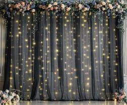 Cortina de Fundo Suppromo Black Tule com Luzes - 6x2,4m (4 Painéis)