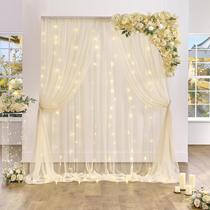 Cortina de Fundo Suppromo Champagne 6x2,4m com Cordão de Luzes