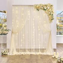 Cortina de fundo Suppromo Champagne 6x2,4m com cordão de luzes