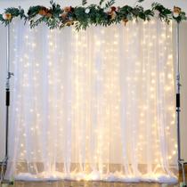 Cortina de Fundo Suppromo de Tule Branco com Luzes - 6x2,4m (4 Painéis)