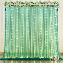 Cortina de Fundo Suppromo Hunter Green Tulle 3x2,4m com Luzes