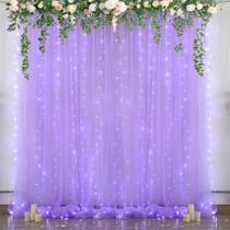 Cortina de Fundo Suppromo Lavender Sheer com Luzes LED - 3x3m