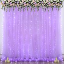 Cortina de Fundo Suppromo Roxa de Tule com Luzes - 6x2,4m