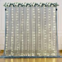 Cortina de Fundo Suppromo Silver Grey Tule 3x3m com Luzes