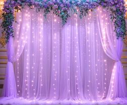 Cortina de Fundo Suppromo - Tule Roxa 3x3m com Luzes