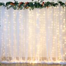 Cortina de Fundo Suppromo White Sheer Tule 9,1x2,4m com Luzes