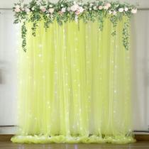 Cortina de Fundo Suppromo Yellow Tule com Luzes - 5x8 Pés (2 Painéis)