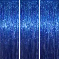 Cortina de Fundo Voircoloria 3 Unidades Franjas de Papel Metálico Azul 100x250 cm Cortina de Fundo Voircoloria 3 Unidades Franjas de Papel Metálico Azul 100x250 cm