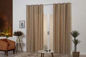 Cortina De Jacquard Desenhada 2M Franzida Avelã