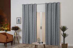 Cortina De Jacquard Desenhada 3M Esticada Cinza