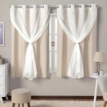 Cortina De Janela Bege Com Voil Blecaute PVC 2,80x1,60