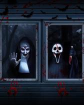 Cortina de janela com projetor Halloween Ghost, pacote com 2 unidades YUSPENYE