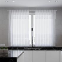 Cortina de Janela para Cozinha ou Sala 1,20x2,20m Renda com Bando Acoplado Tulipa Branca Duas Folhas Decoração Elegante Fácil de Instalar