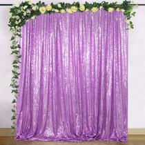 Cortina de lantejoulas ShinyBeauty Lavender 120 cm x 240 cm Pano de fundo fotográfico