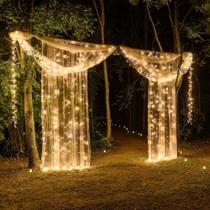 Cortina De Led 3x2M 300 Leds 8 Funções Romântica Para Casamento De Natal