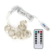 Cortina de Led Bivolt Decoração Natalina com 300 Micro Leds Controle Remoto e 08 Modos USB Branco Quente