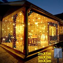 Cortina De Luz LED Solar Externa Fio De Cobre Corda De Fada Jardim Festa Feriado Decoração De Natal