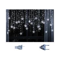 Cortina de Luzes de LED Natal 2024 - Flocos de Neve - 8 Modos Pisca-Pisca