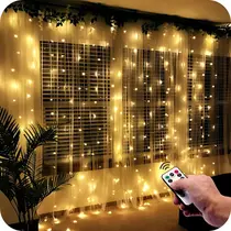 Cortina de Luzes LED Cascata 300 Leds com Controle Remoto Efeitos para Decoração de Natal, Eventos e Casamentos